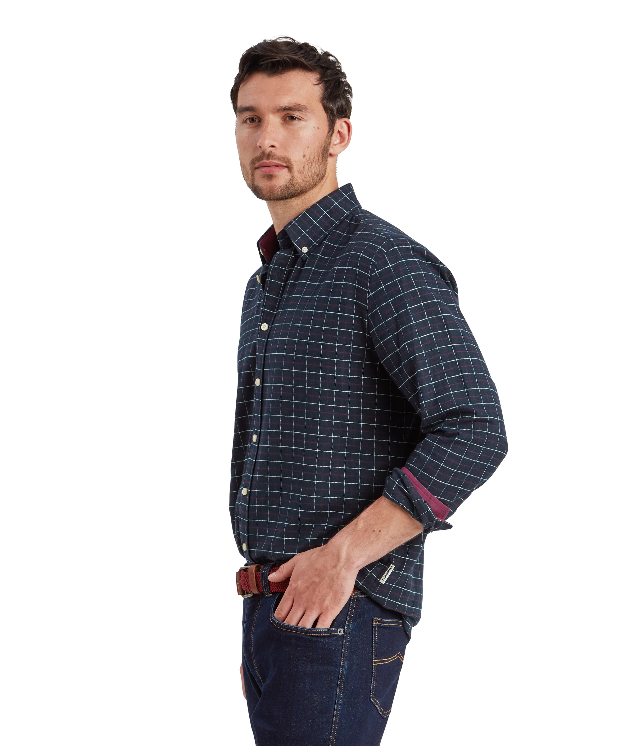 Aldeburgh Tailored Shirt - Navy/Red/Ecru Check - Image 4