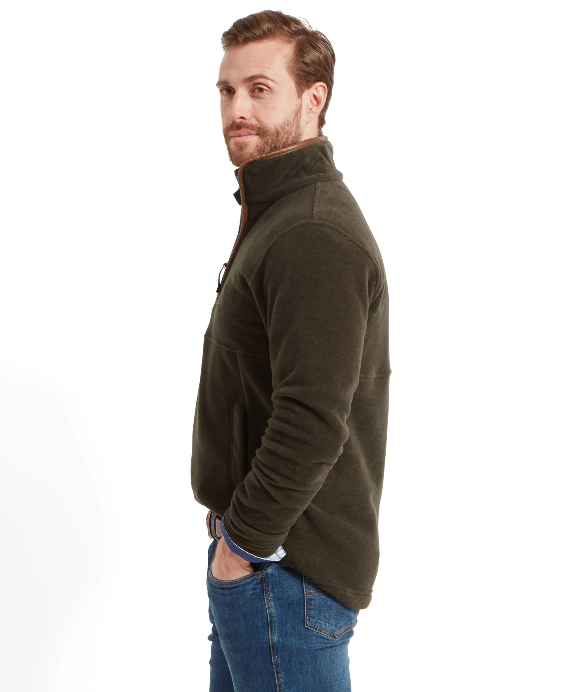 Berkeley Quarter Zip Fleece - Dark Olive - Image 5