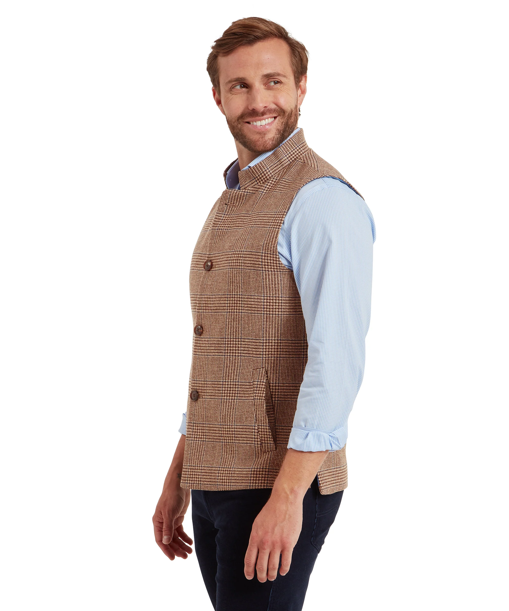Berwick Nehru Tweed Waistcoat - Hawick Tweed - Image 5