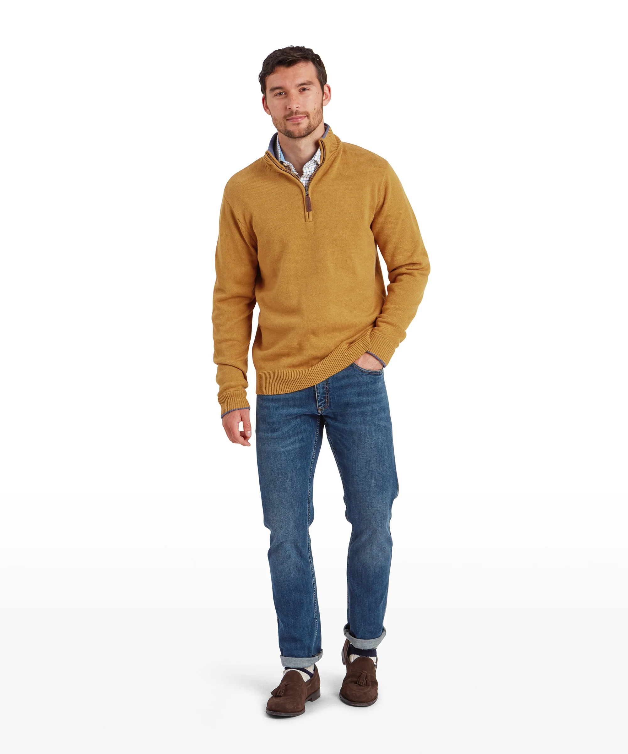 Blair Quarter Zip Jumper - Mustard - Image 3