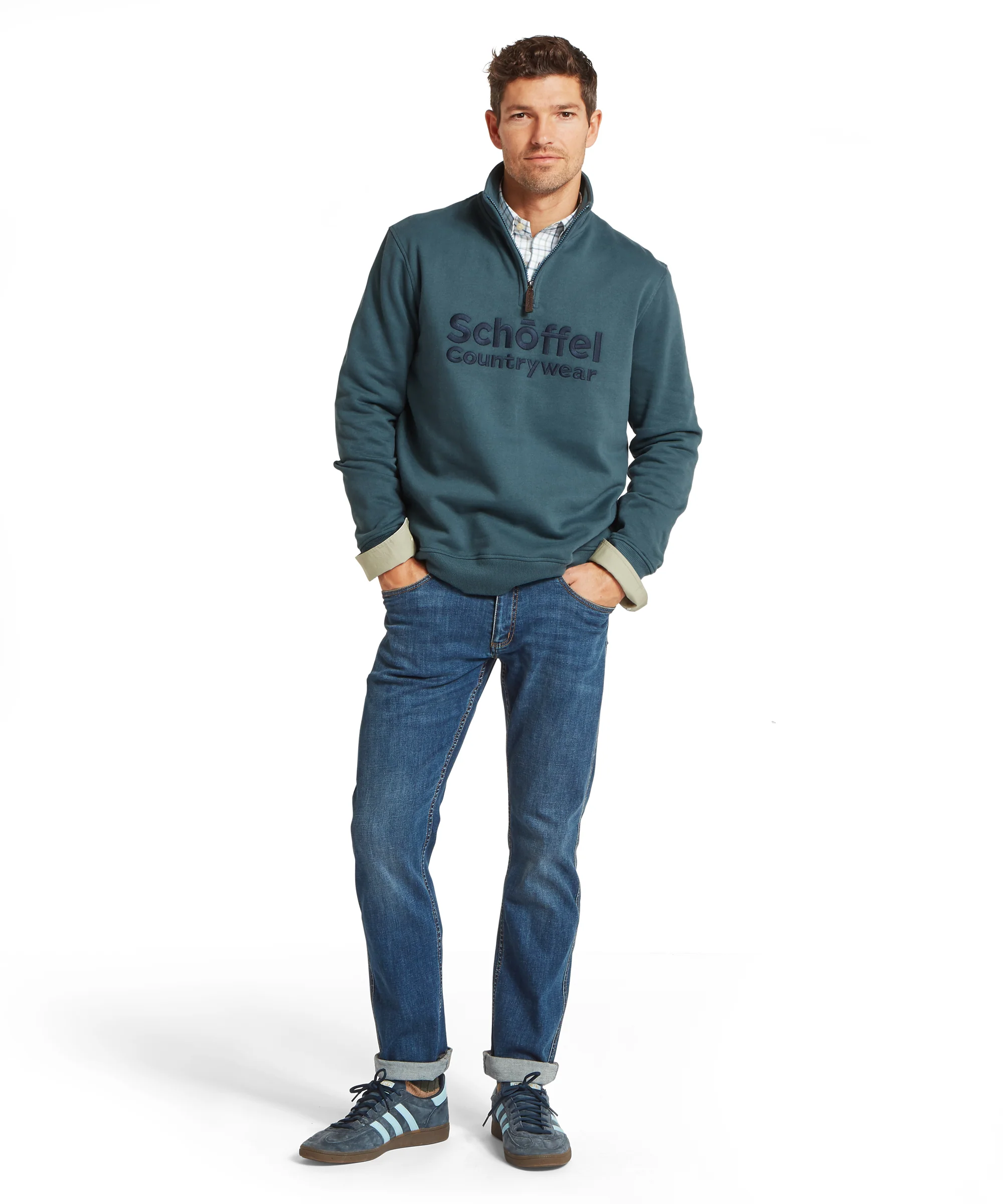 Bude Quarter Zip Sweatshirt - Deep Ocean Blue - Image 3
