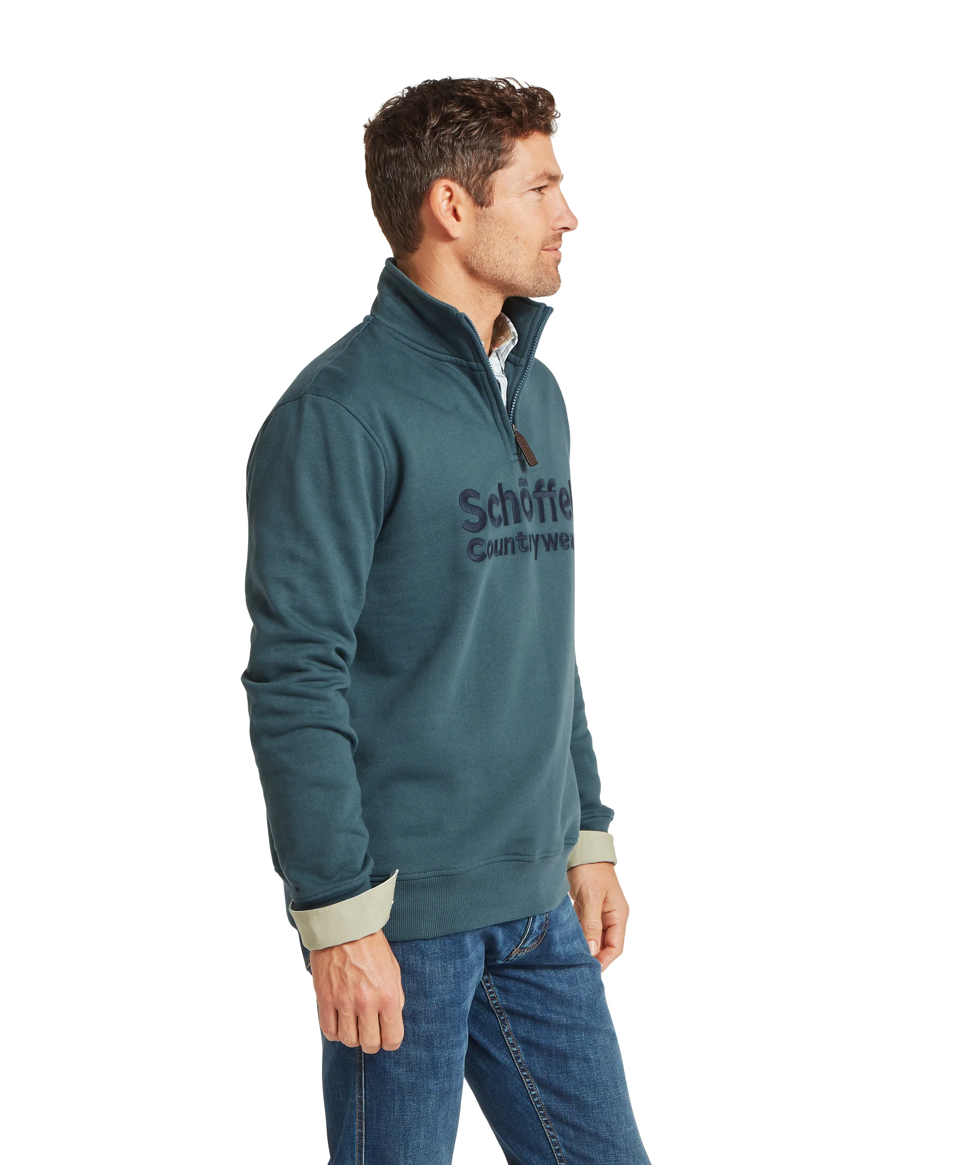 Bude Quarter Zip Sweatshirt - Deep Ocean Blue - Image 4