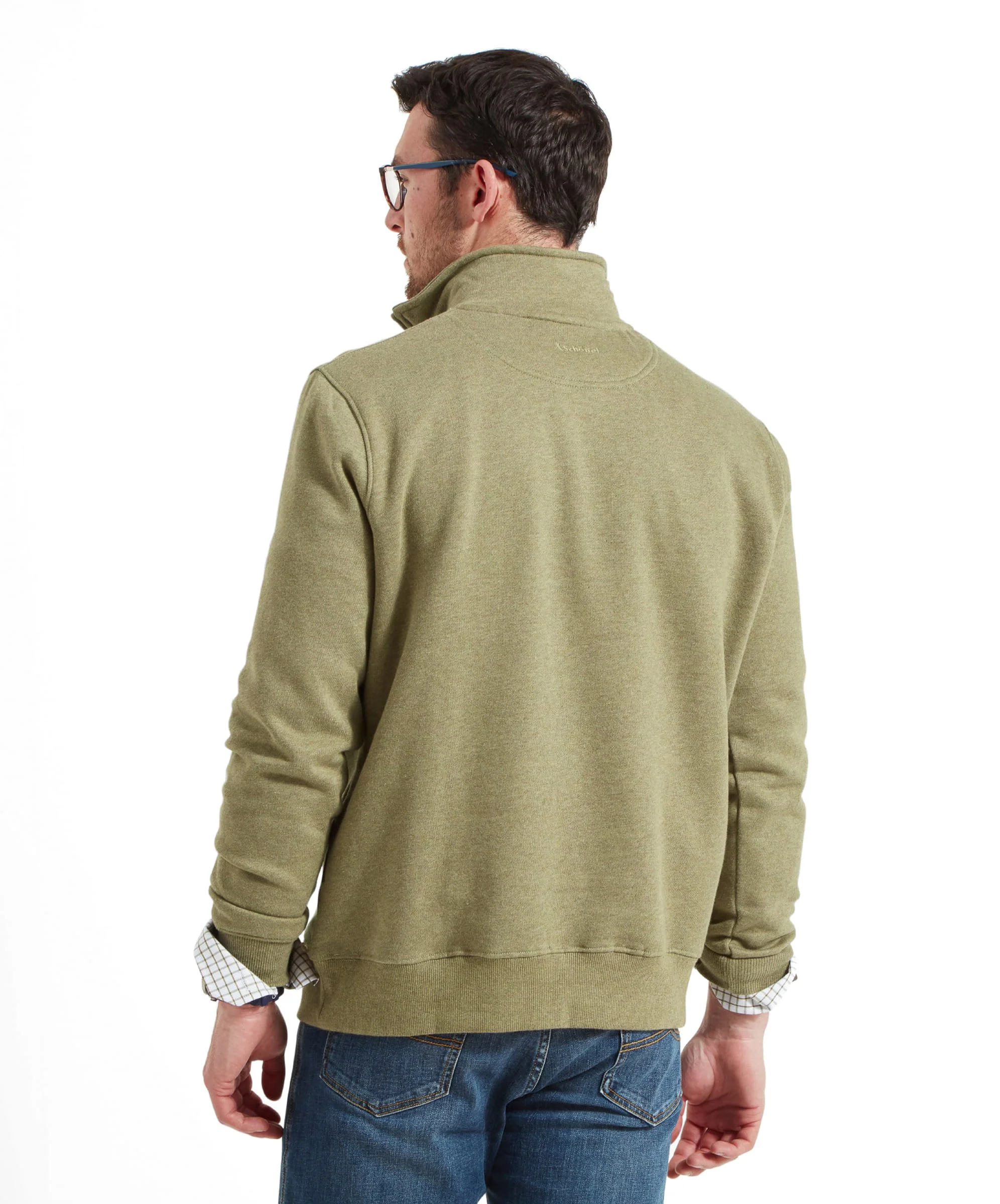 Bude Quarter Zip Sweatshirt - Light Khaki Marl - Image 5