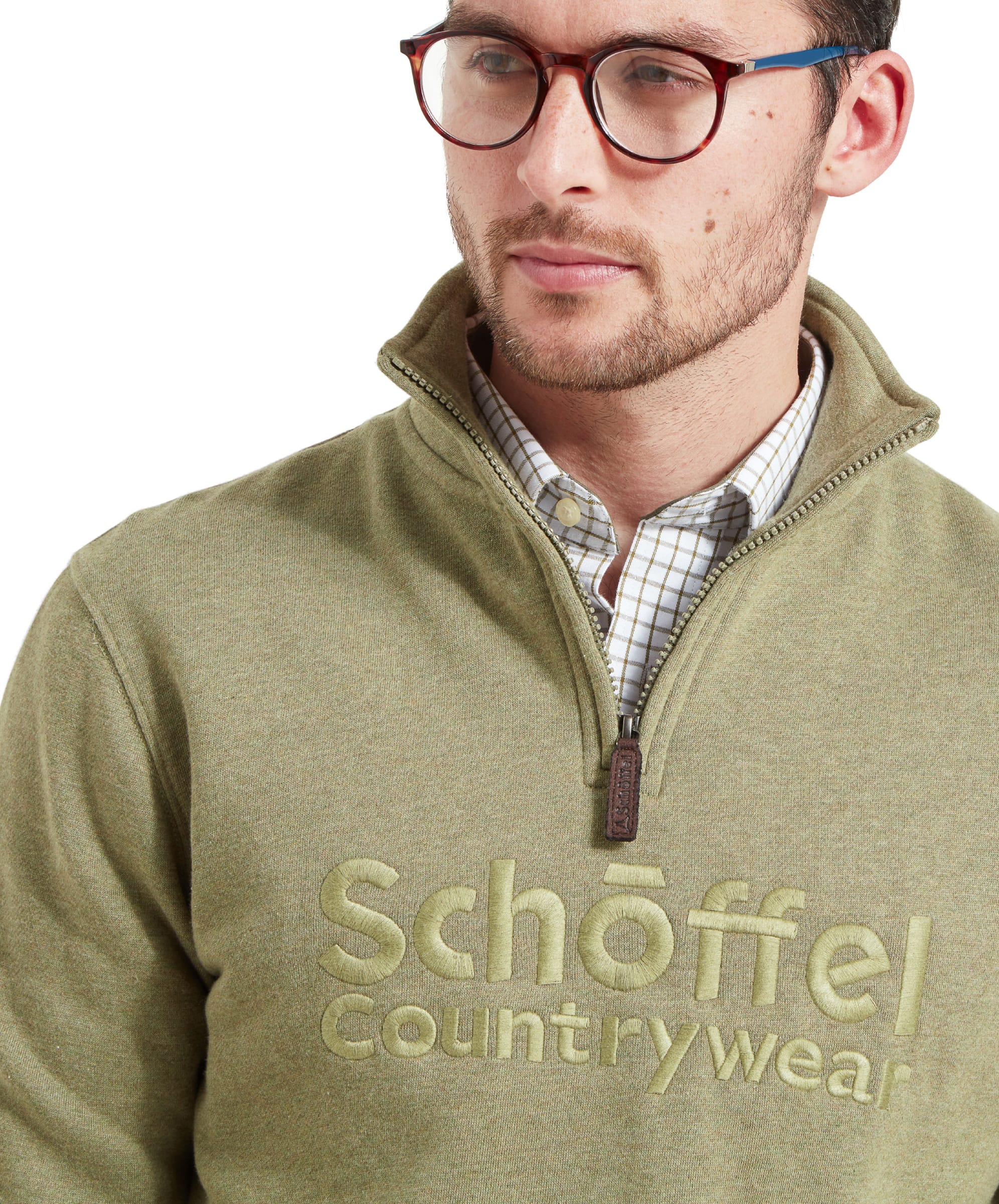 Bude Quarter Zip Sweatshirt - Light Khaki Marl - Image 7