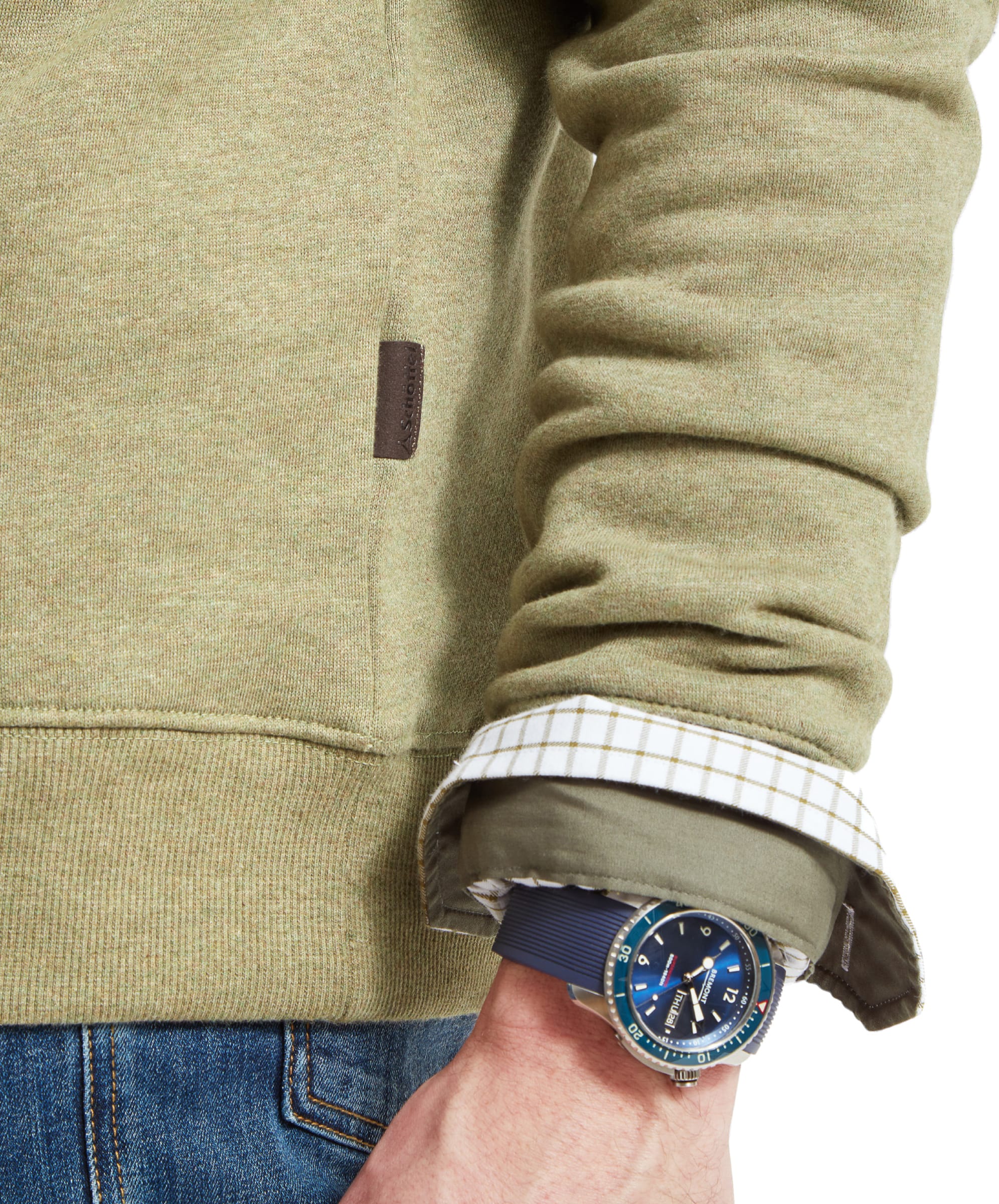 Bude Quarter Zip Sweatshirt - Light Khaki Marl - Image 8