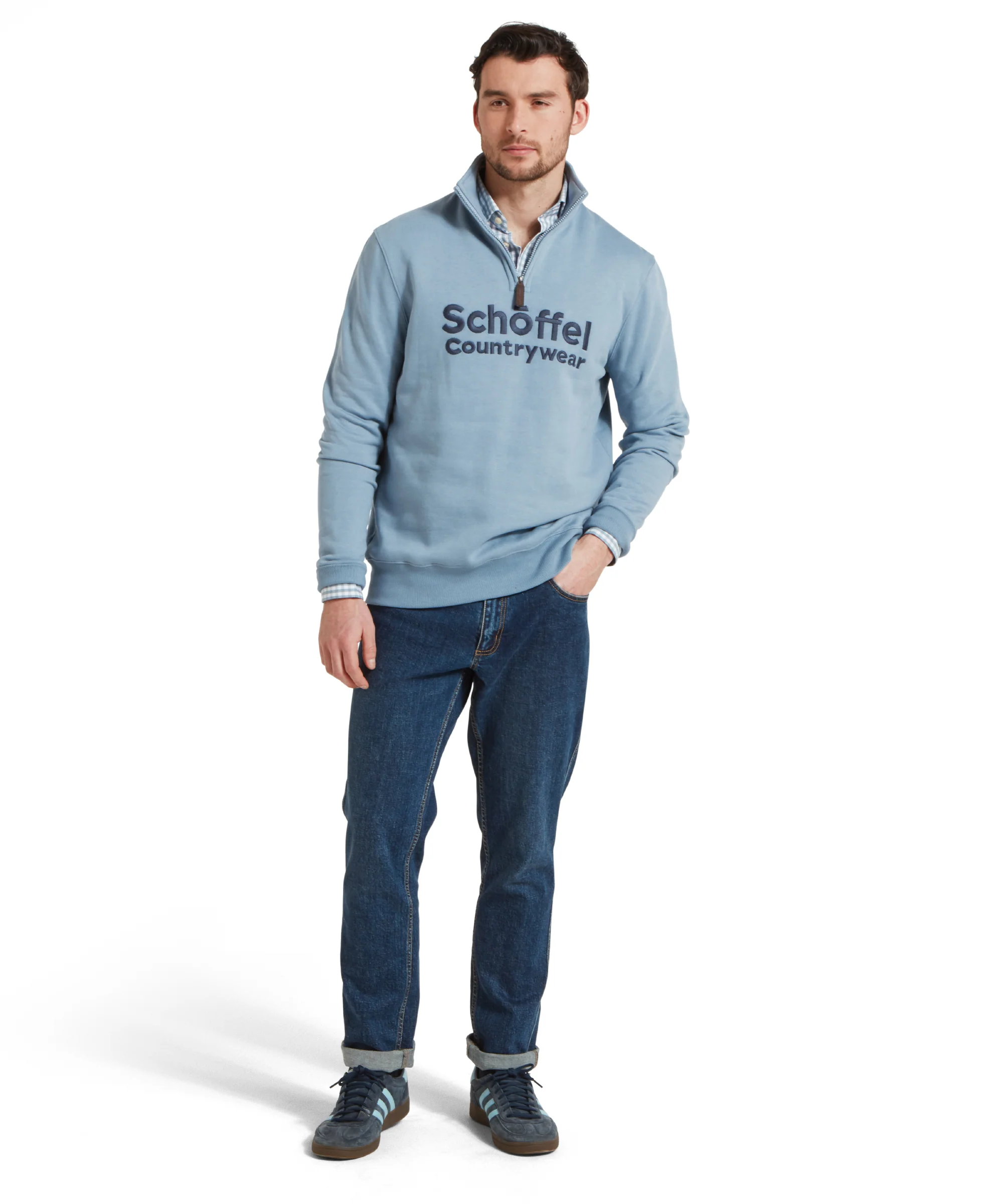 Bude Quarter Zip Sweatshirt - Pigeon Blue - Image 3