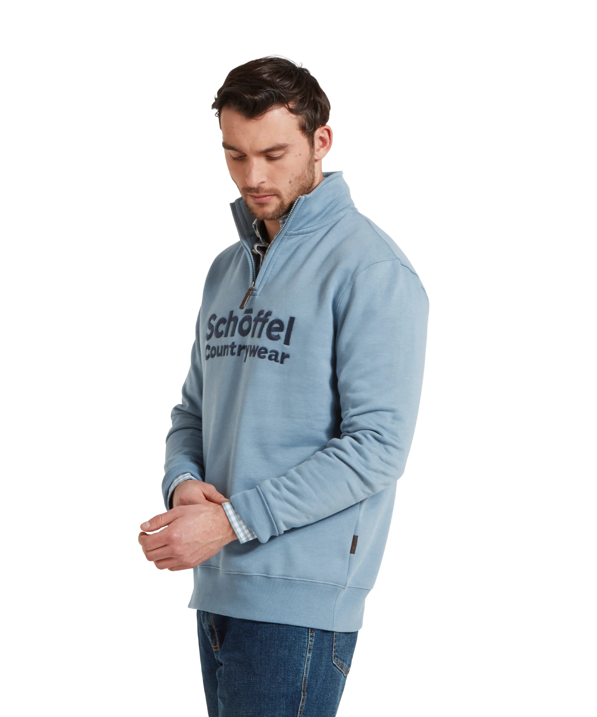 Bude Quarter Zip Sweatshirt - Pigeon Blue - Image 4