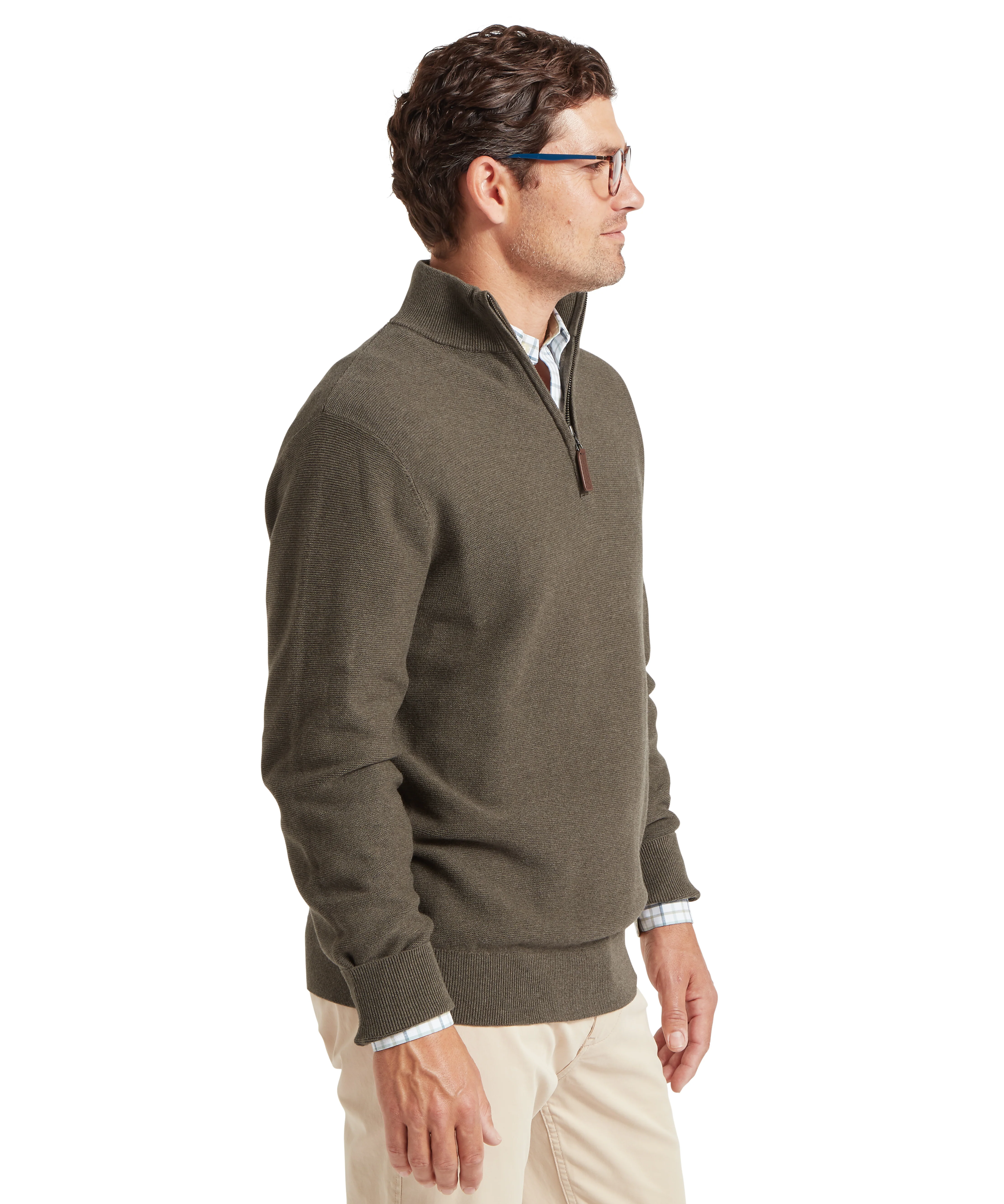 Porthleven Quarter Zip Jumper - Beetle Green - Image 4