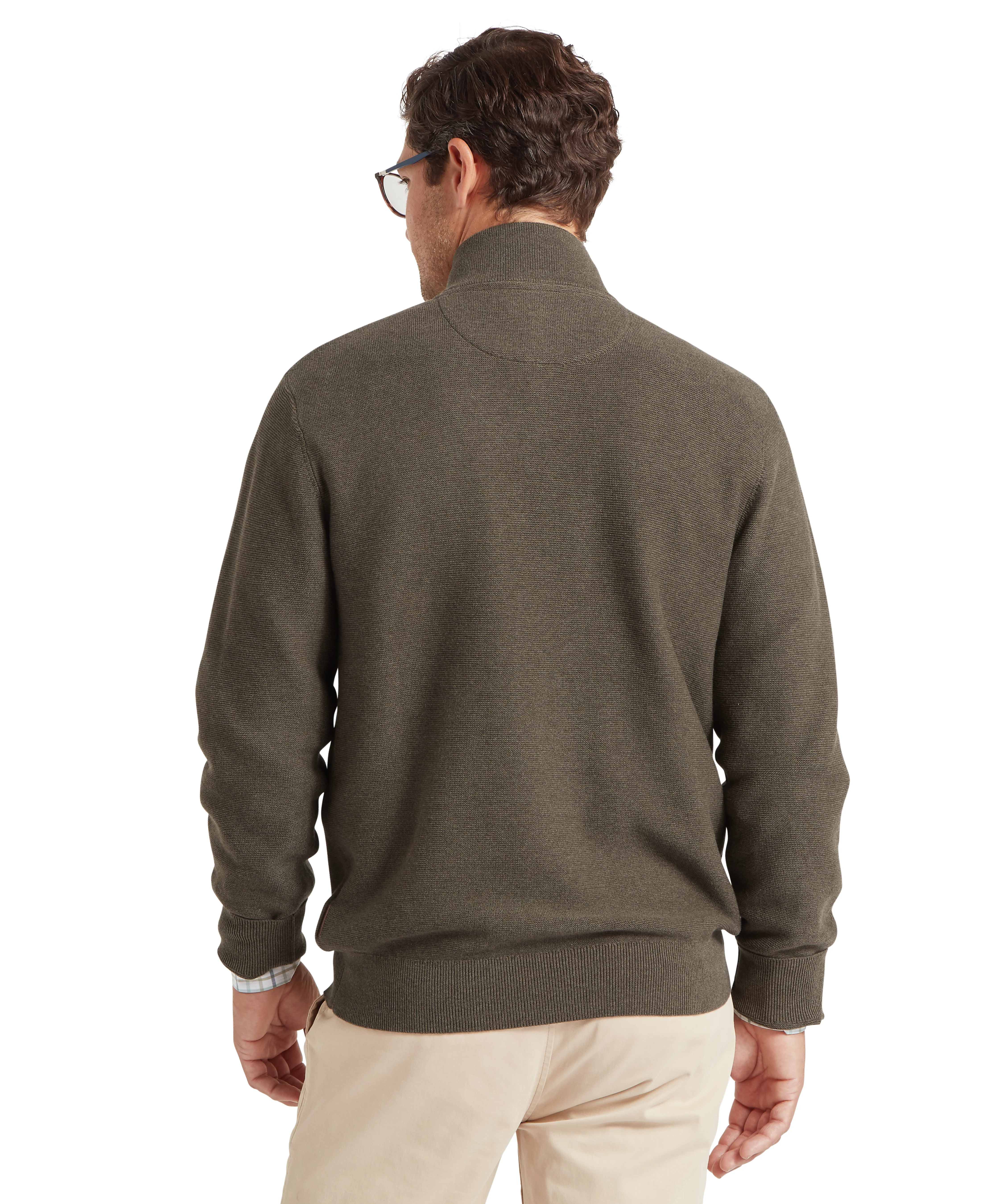 Porthleven Quarter Zip Jumper - Beetle Green - Image 5