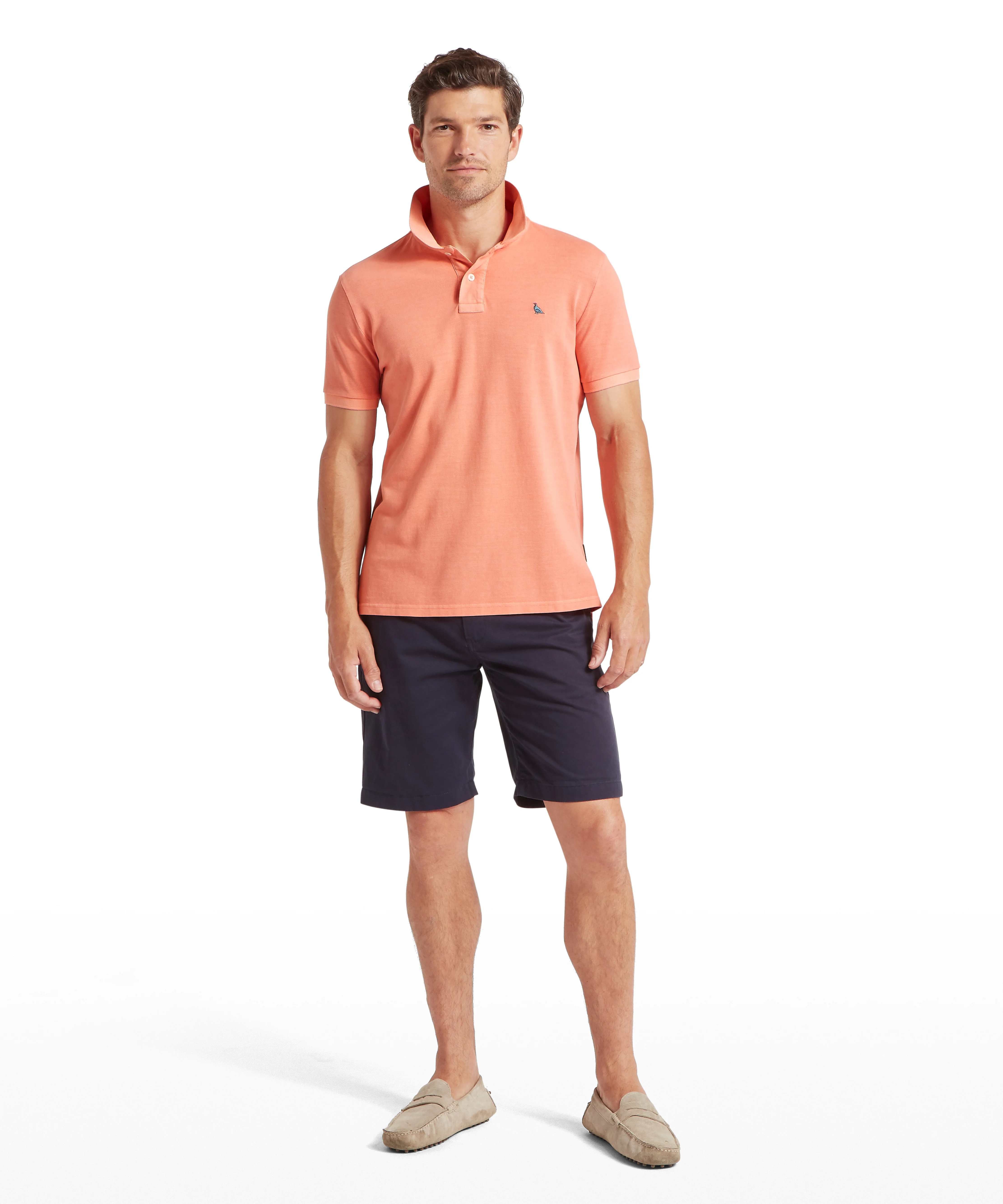 St Ives Garment Dyed Polo Shirt - Coral Peach - Image 3