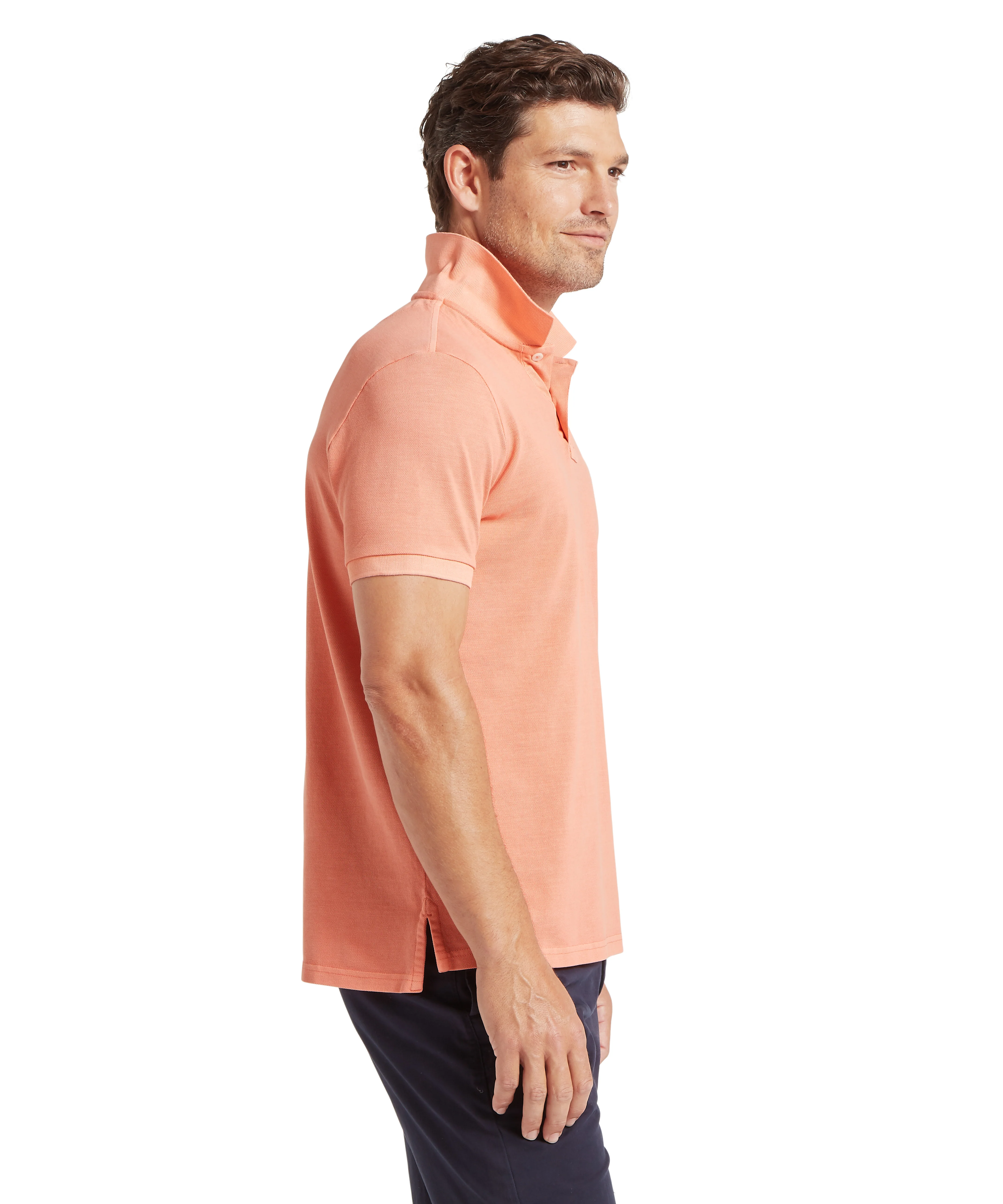 St Ives Garment Dyed Polo Shirt - Coral Peach - Image 4