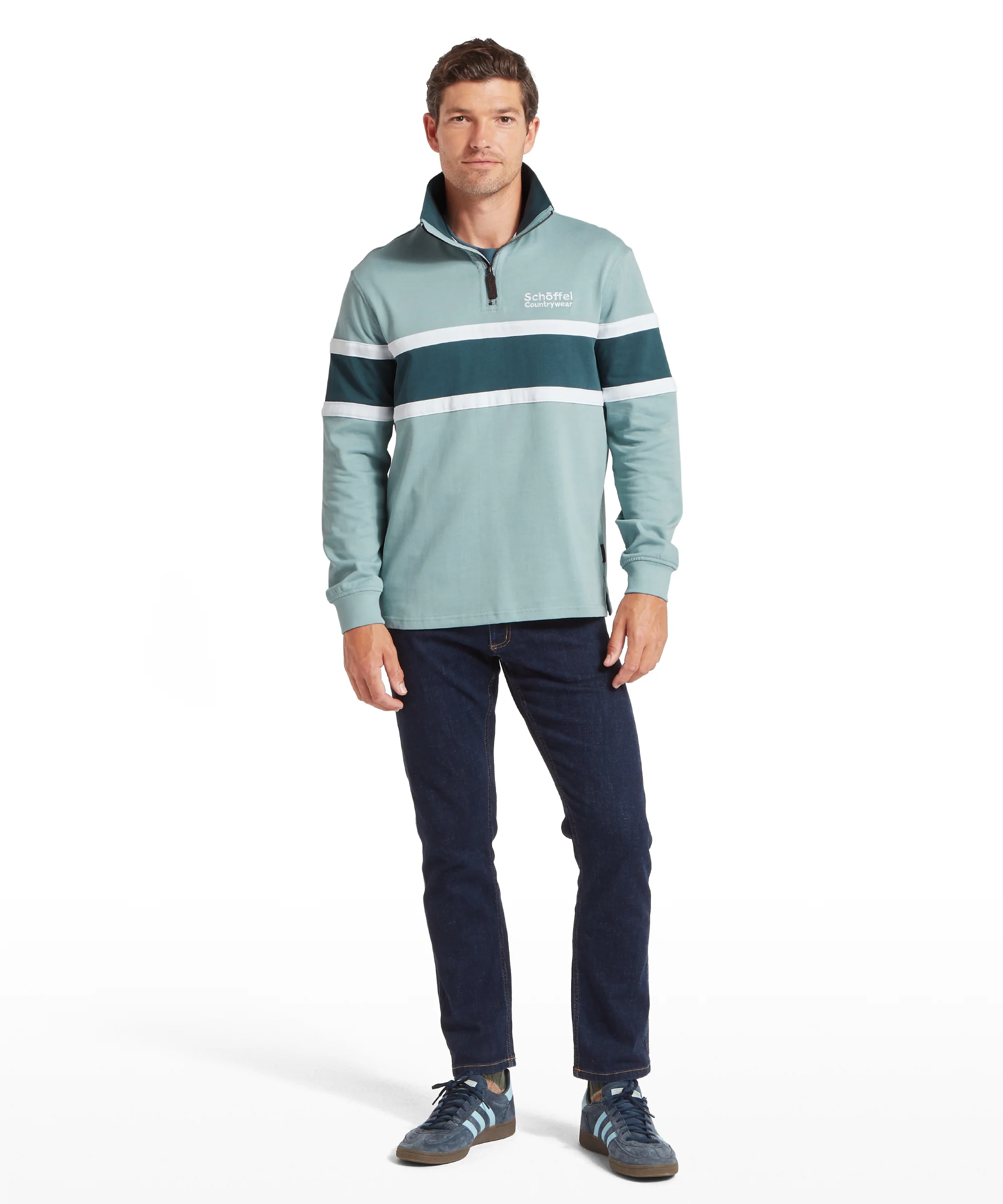 Exmouth Heritage Quarter Zip - Powder Blue - Image 3