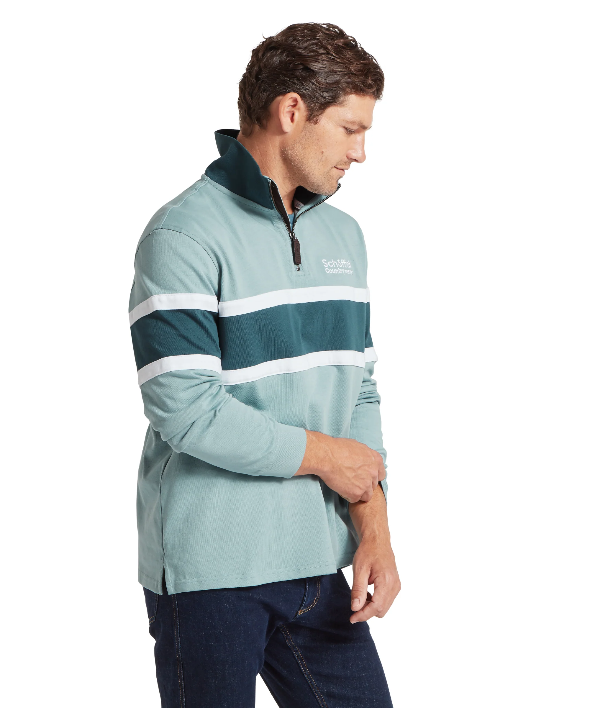 Exmouth Heritage Quarter Zip - Powder Blue - Image 4