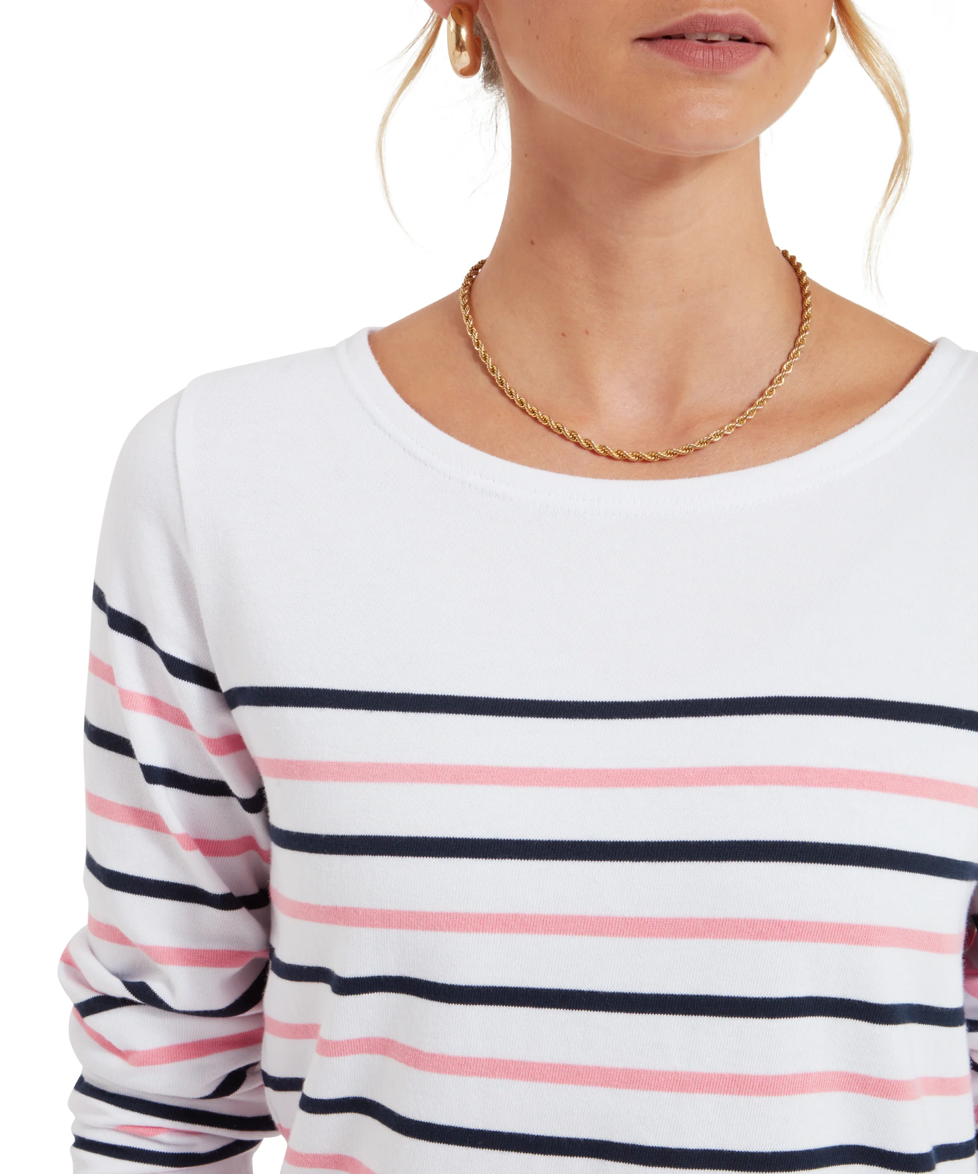 Beauport Top - White/Navy/Flamingo Stripe - Image 6