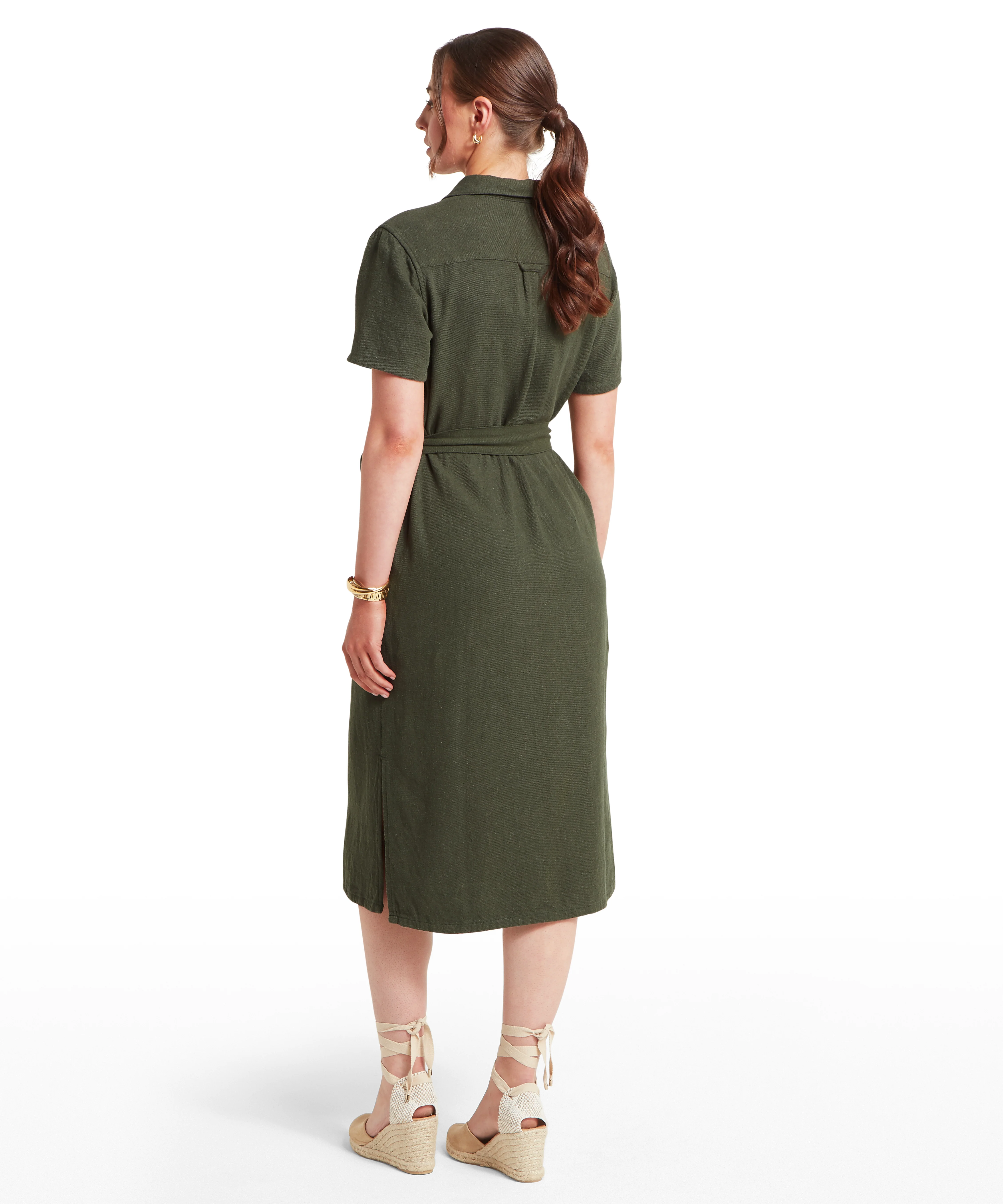 Daisy Linen Dress - Beetle Green - Image 4