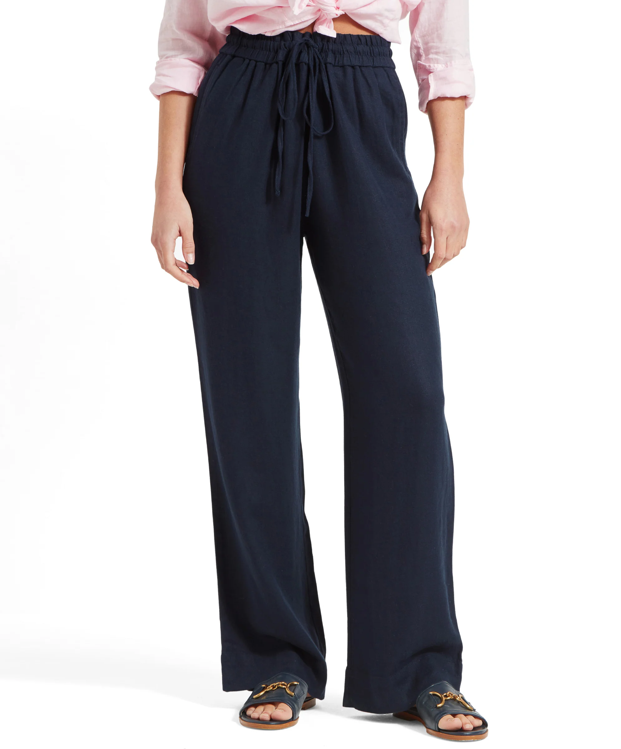 Daphne Linen Trousers - Navy - Image 3