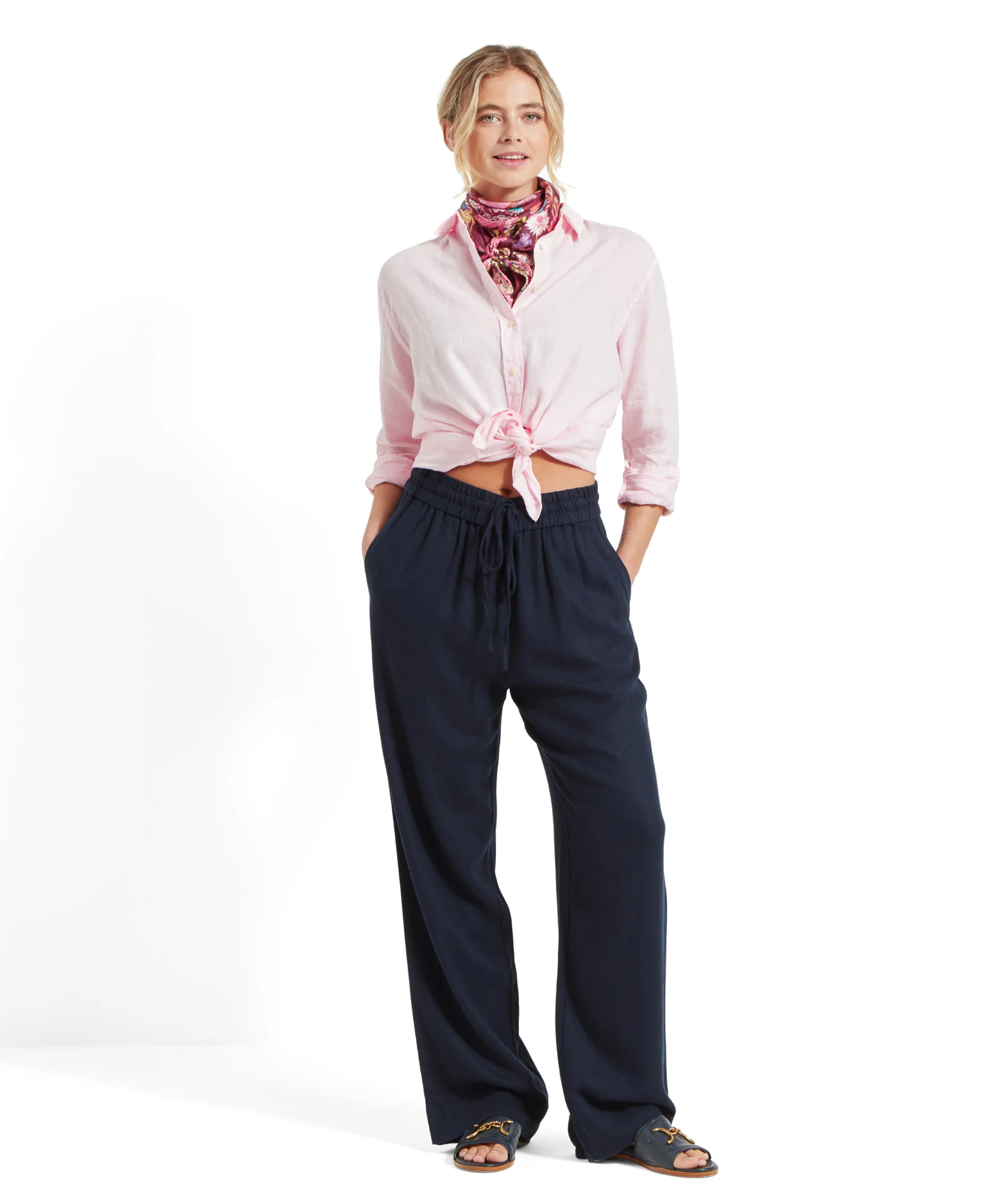 Daphne Linen Trousers - Navy - Image 4