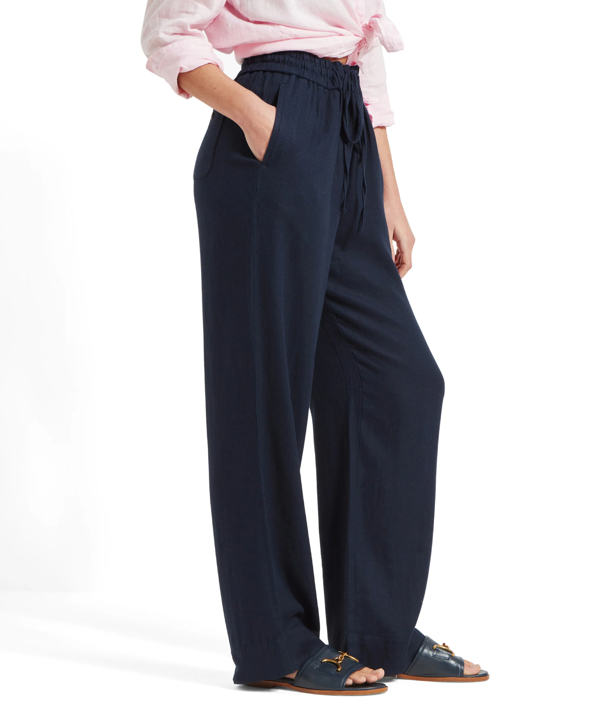 Daphne Linen Trousers - Navy - Image 5