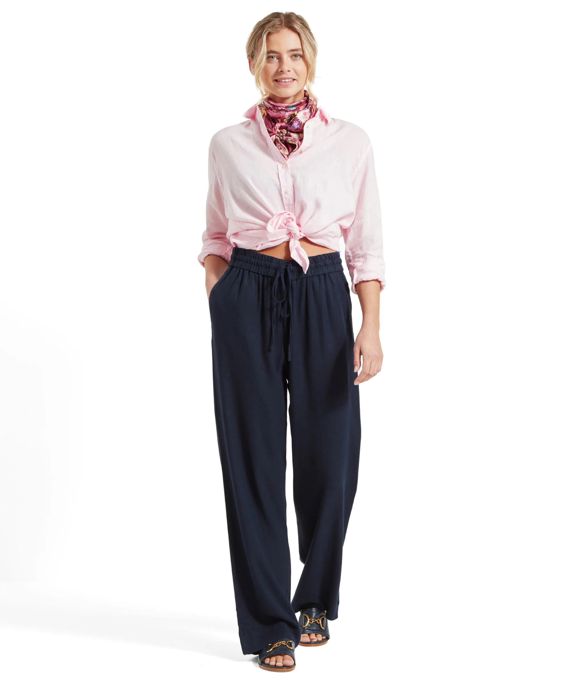 Daphne Linen Trousers - Navy - Image 8