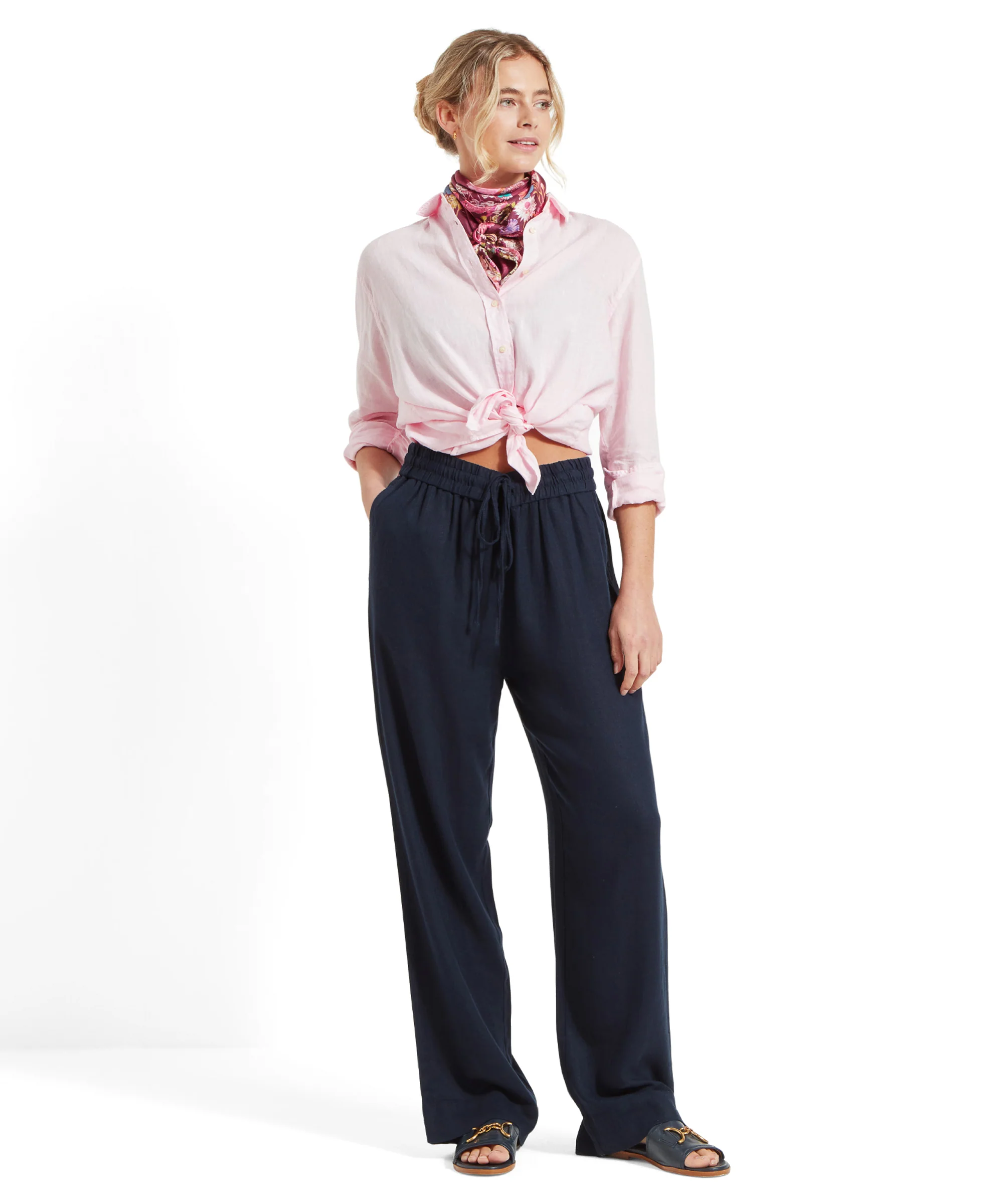 Daphne Linen Trousers - Navy - Image 9