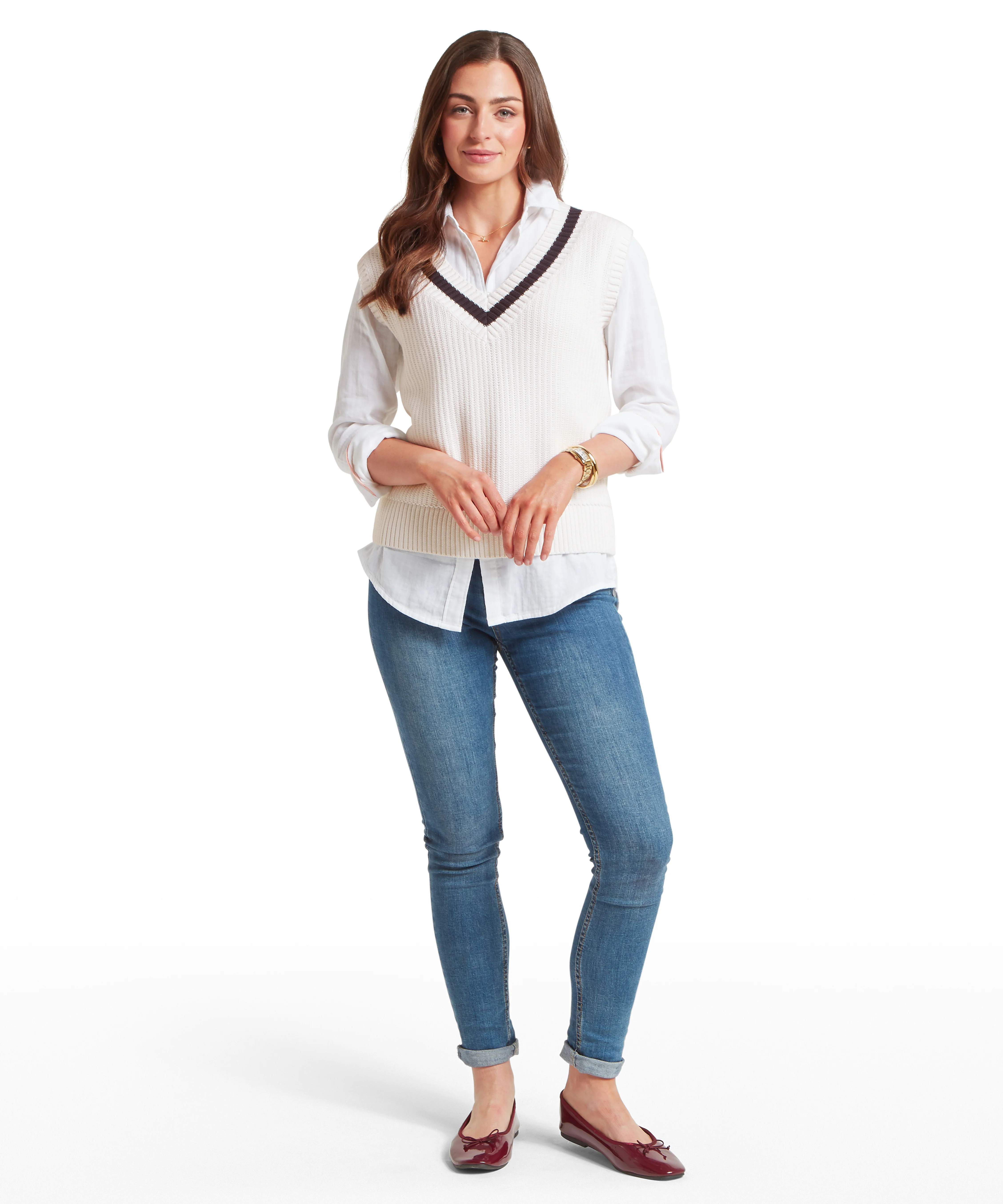 Hambledon Vest - Soft White/Navy - Image 3