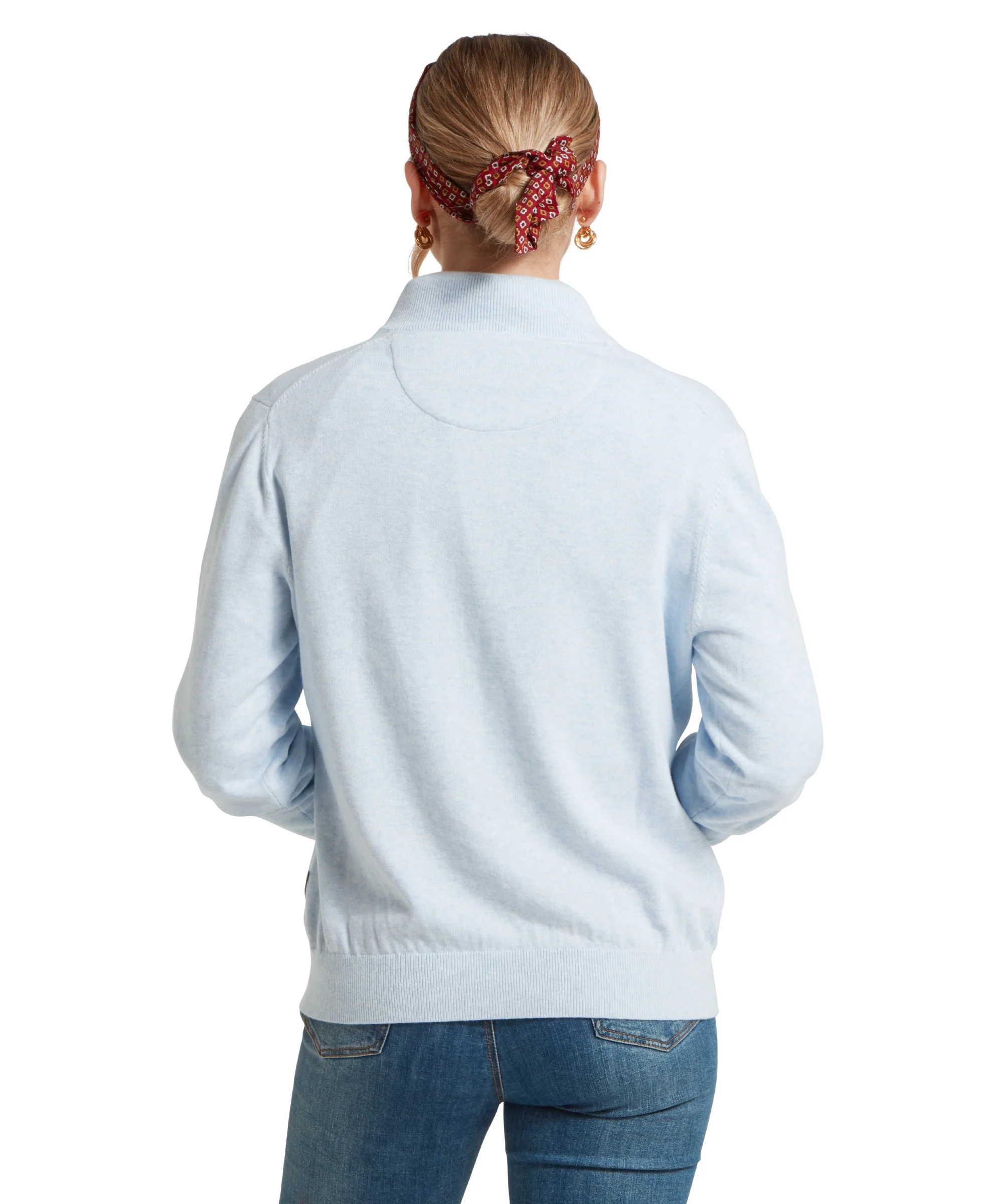 Polperro Pima Cotton Quarter Zip - Blue Water - Image 5