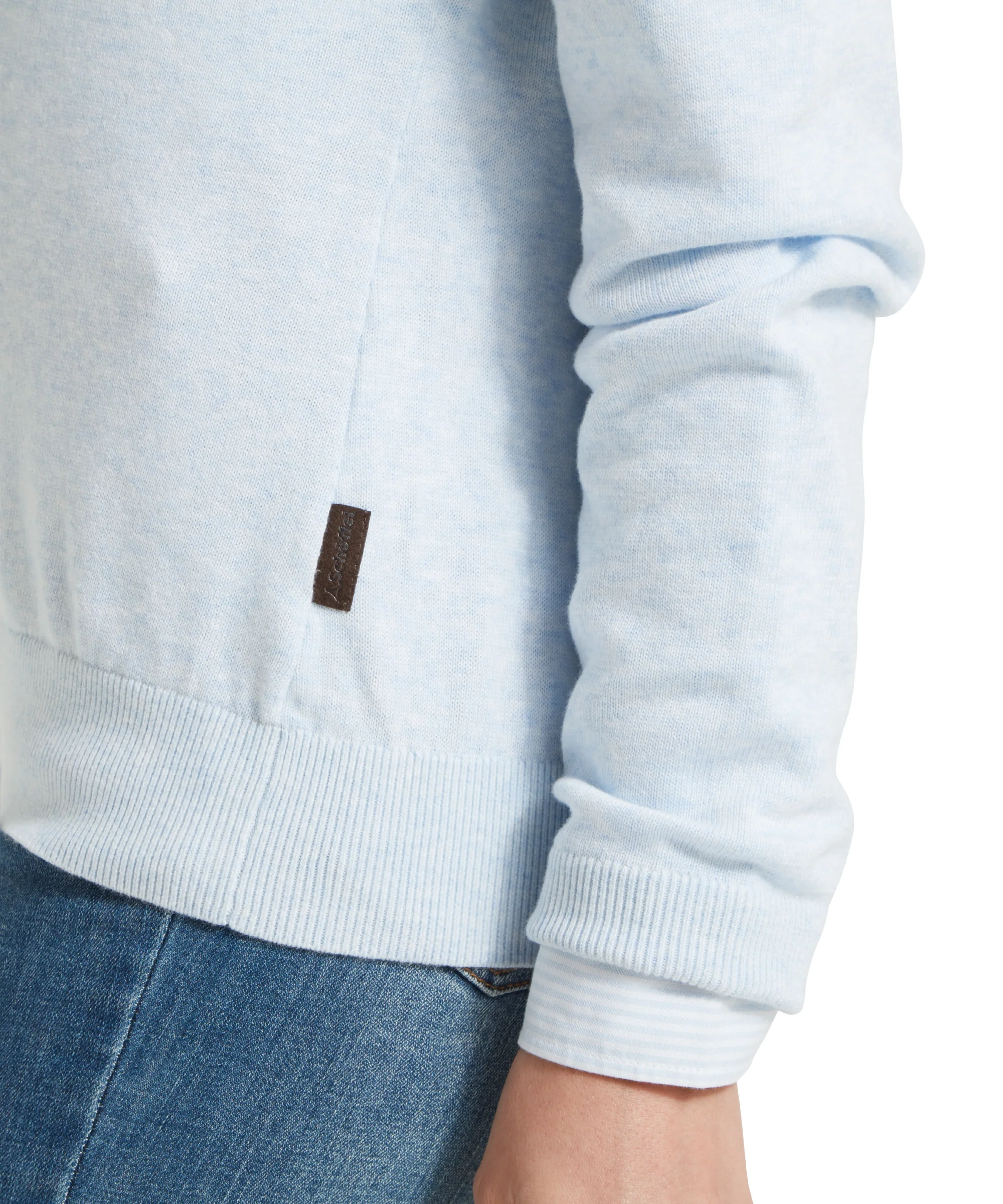 Polperro Pima Cotton Quarter Zip - Blue Water - Image 7