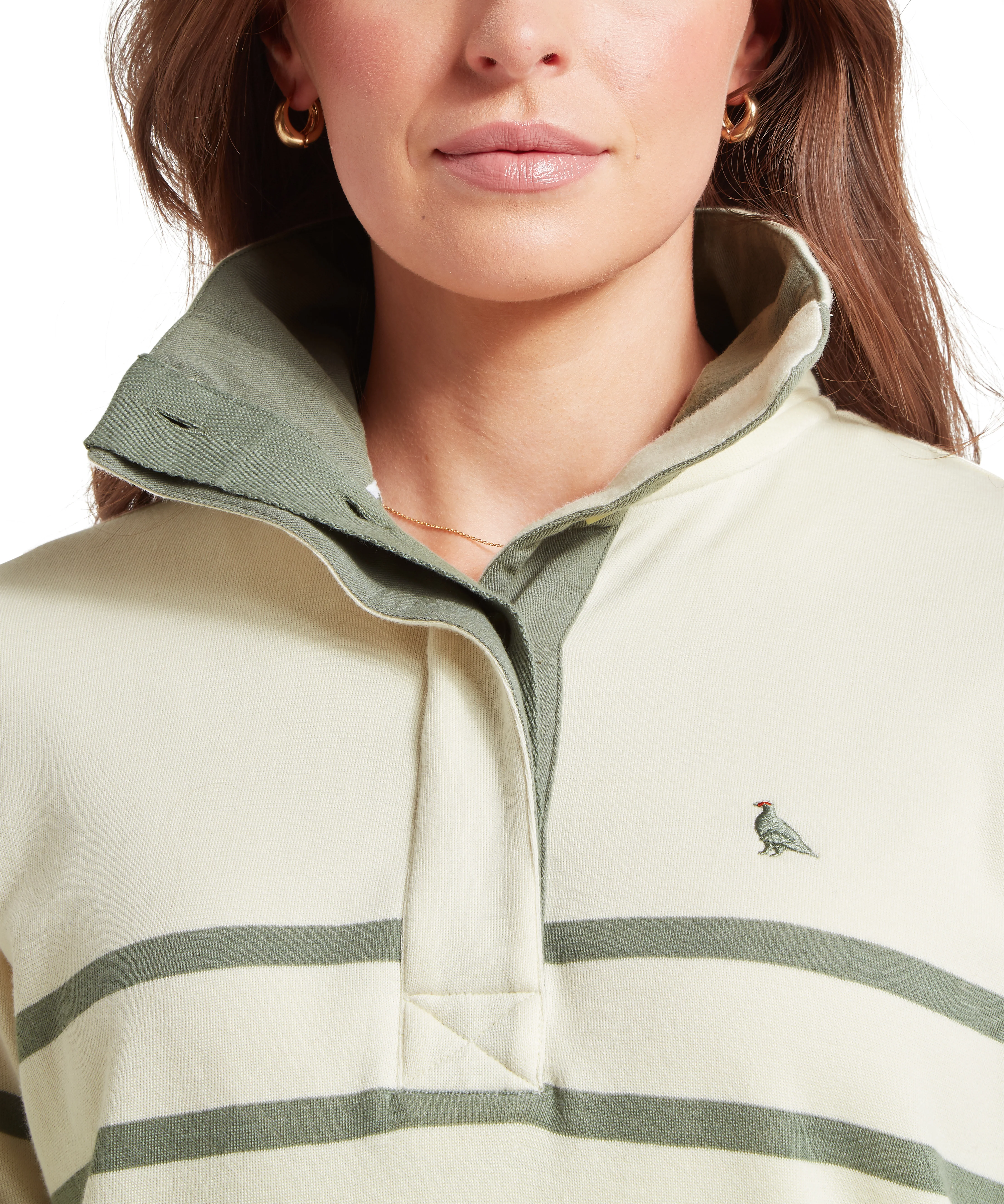 Sandown Sweatshirt - Pale Stone/Agave Green Stripe - Image 6