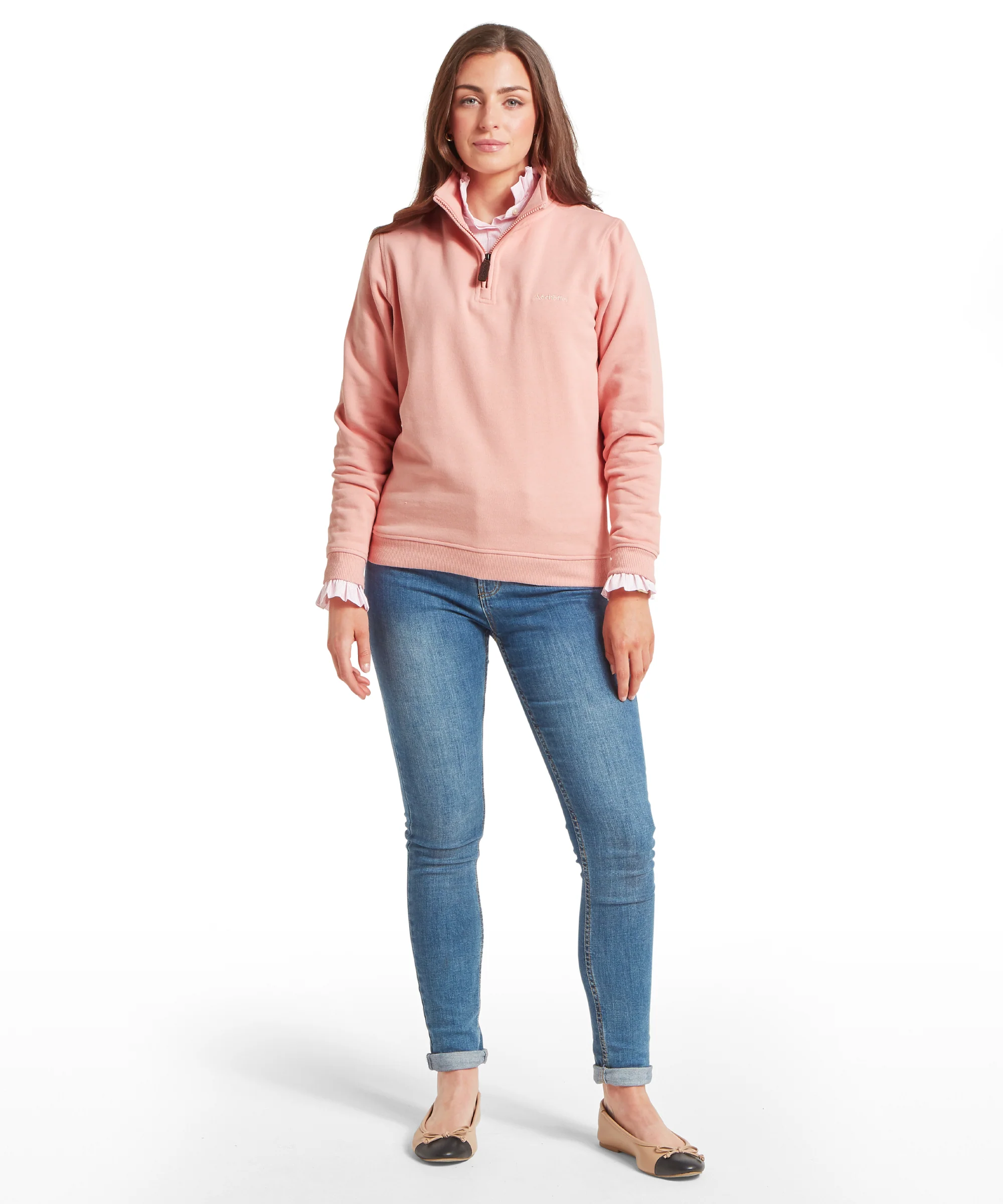 Sennen Cove Quarter Zip Sweatshirt - Pale Rosé - Image 3