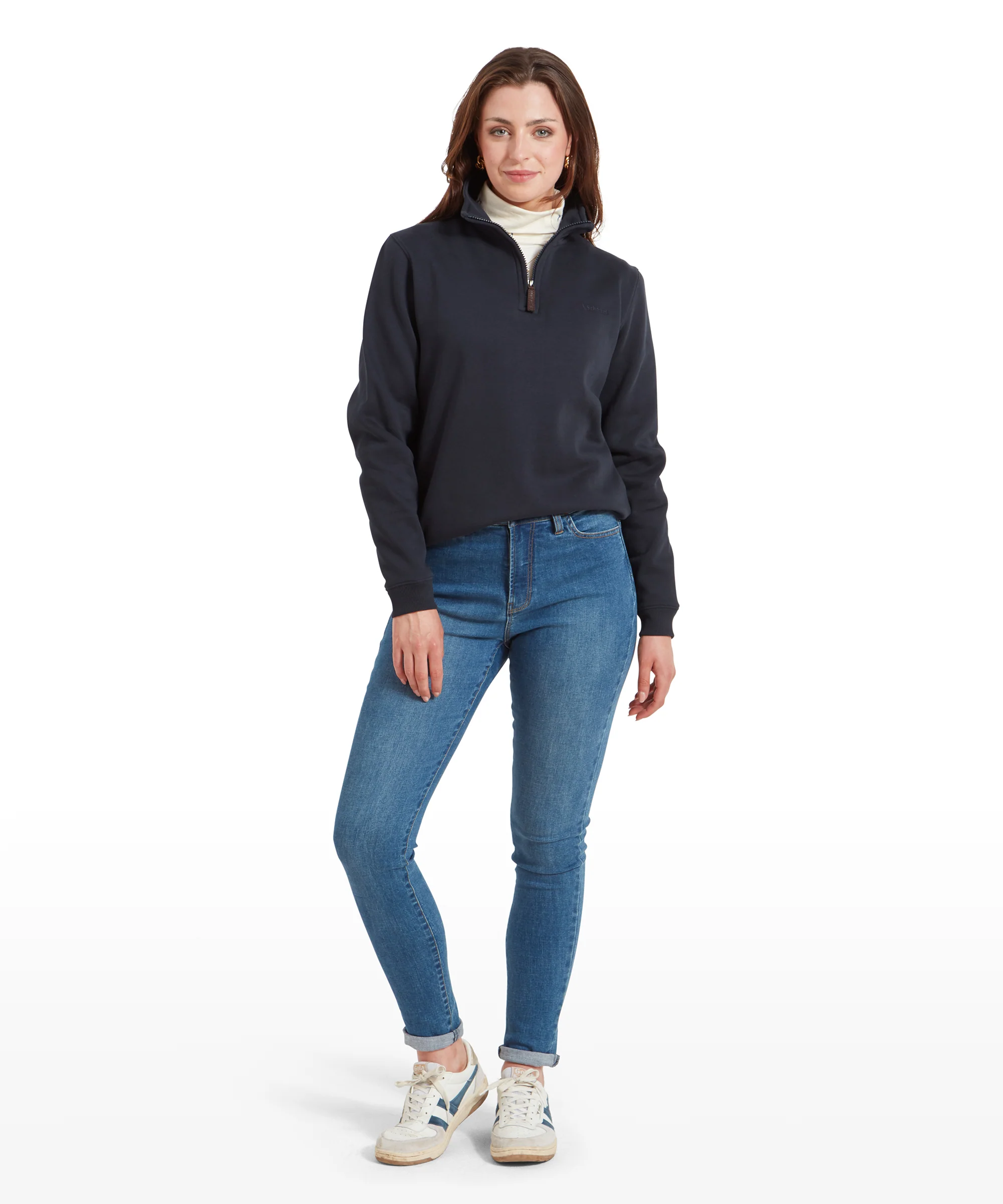 Sennen Cove Quarter Zip Sweatshirt - True Navy - Image 3