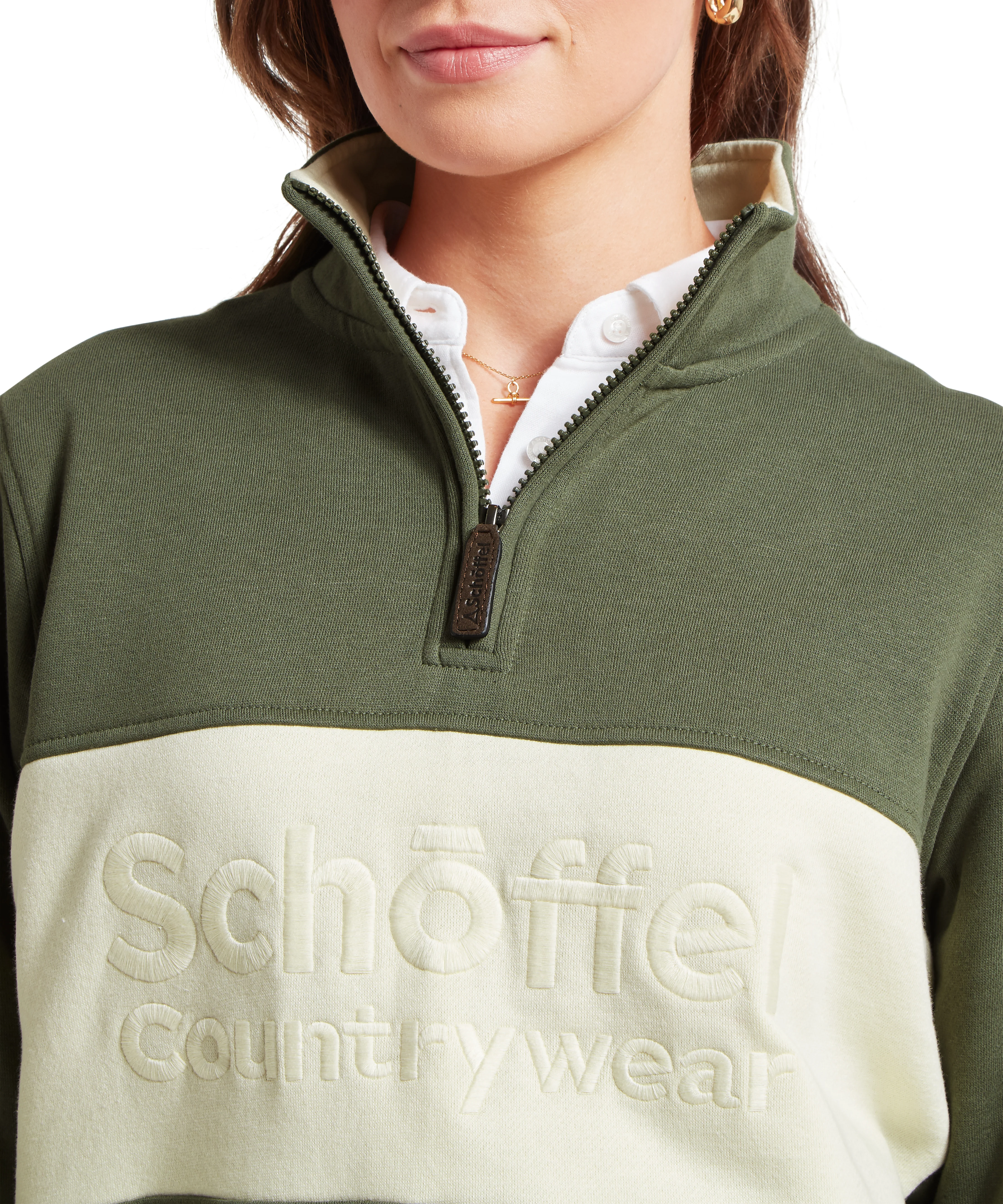 St Agnes Quarter Zip Sweatshirt - Beetle Green - Image 6