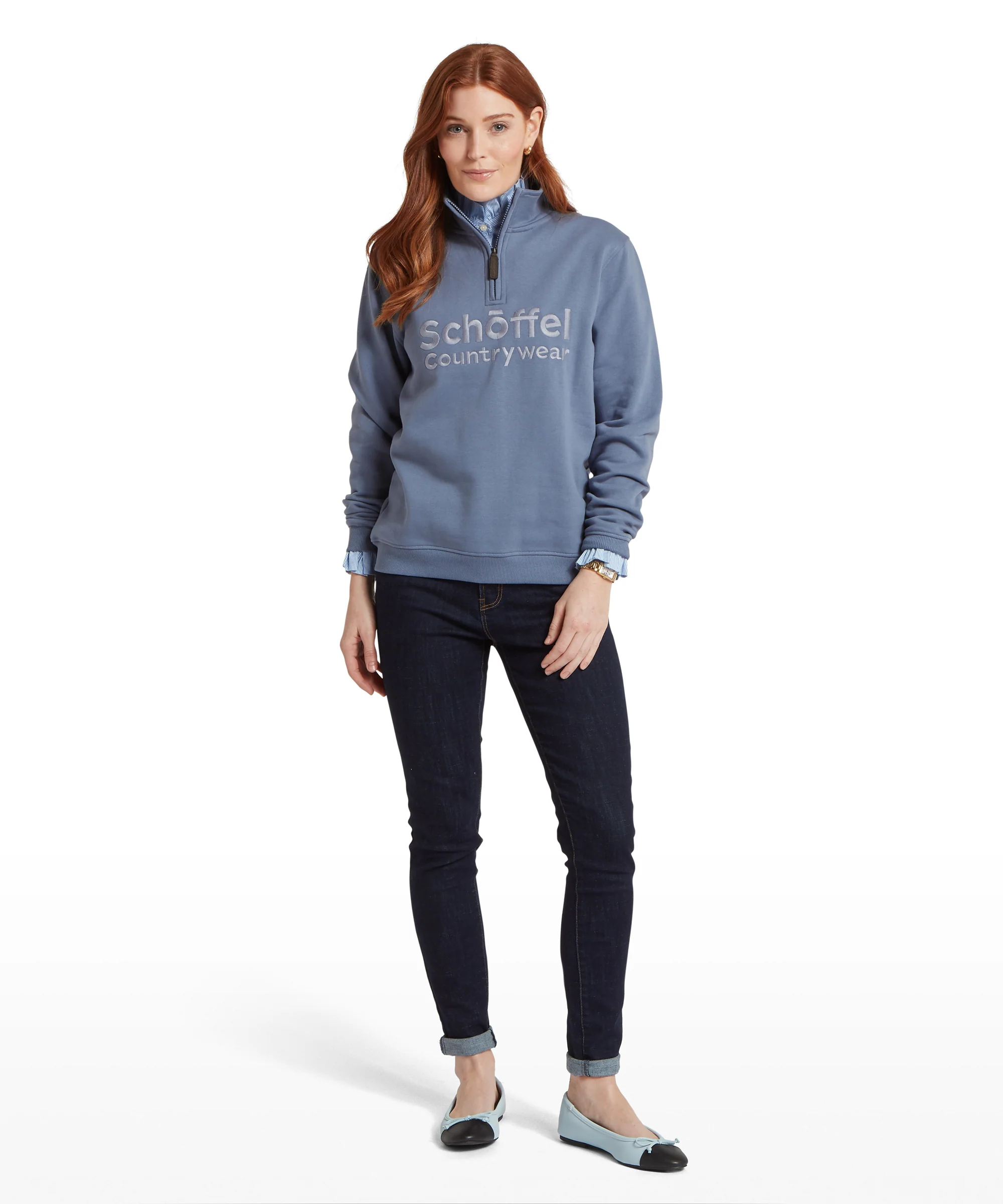 St Issey Quarter Zip Sweatshirt - Storm Blue - Image 3
