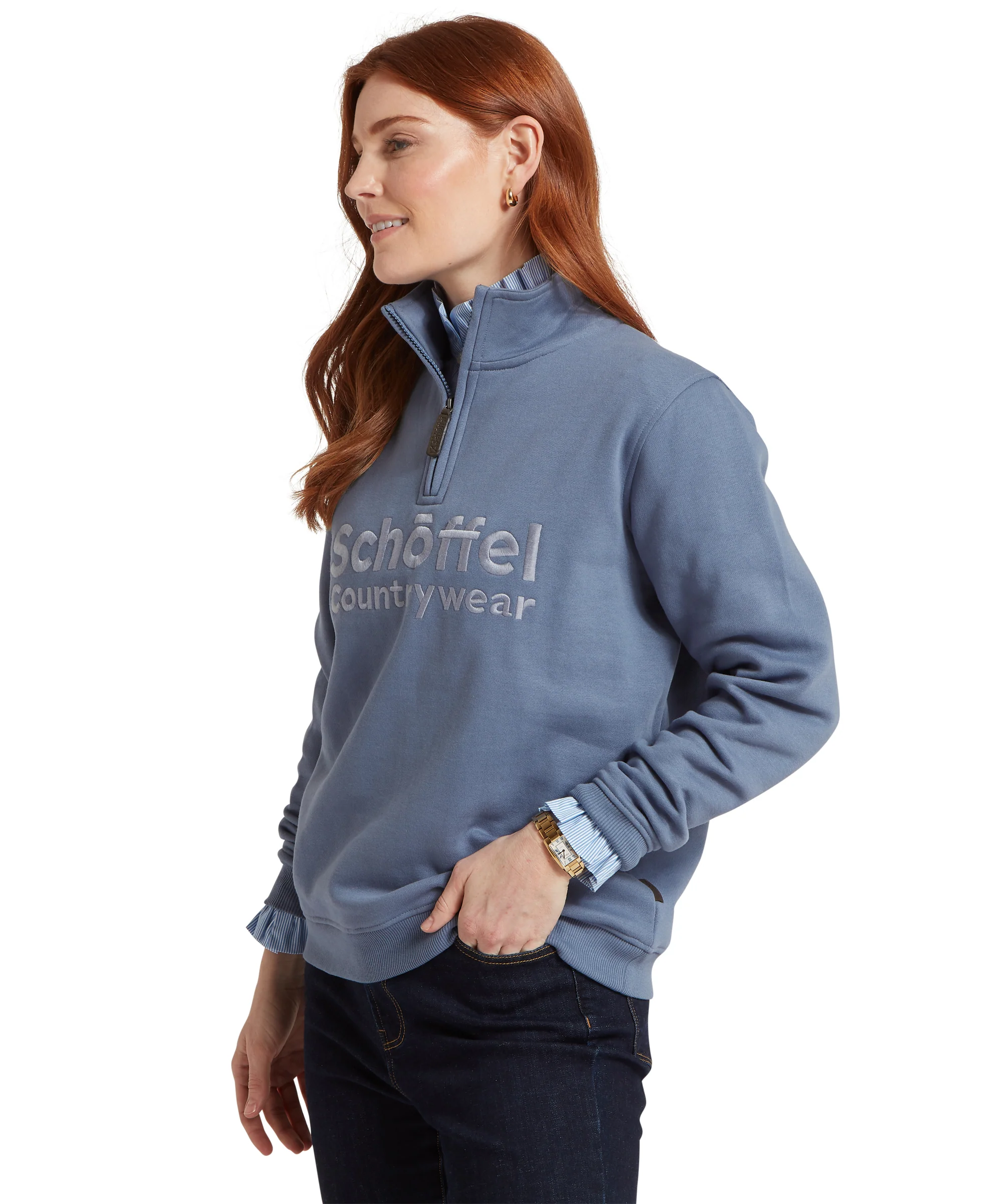 St Issey Quarter Zip Sweatshirt - Storm Blue - Image 4